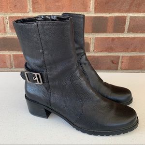 Anne Klein Emiliana black leather ankle boots